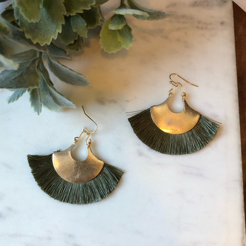 The Cora - Gold Fringe Drop Earrings - Picture 2 of 4